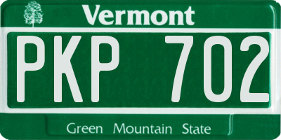 VT license plate PKP702