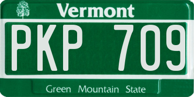VT license plate PKP709