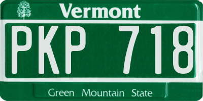 VT license plate PKP718
