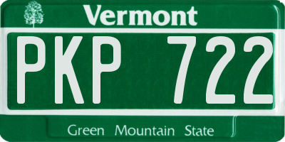 VT license plate PKP722