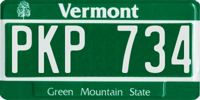 VT license plate PKP734