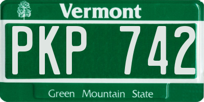 VT license plate PKP742