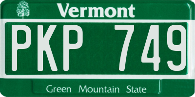 VT license plate PKP749