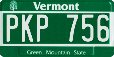 VT license plate PKP756