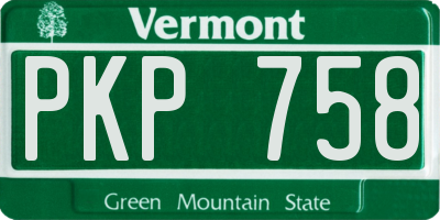 VT license plate PKP758