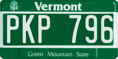 VT license plate PKP796