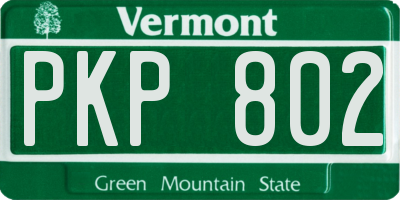 VT license plate PKP802