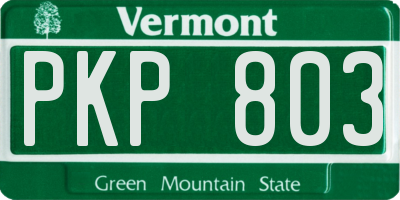VT license plate PKP803