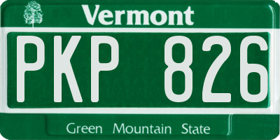 VT license plate PKP826