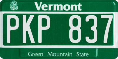 VT license plate PKP837