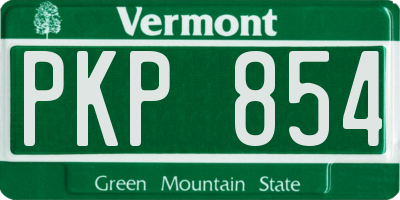 VT license plate PKP854