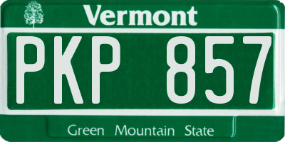 VT license plate PKP857