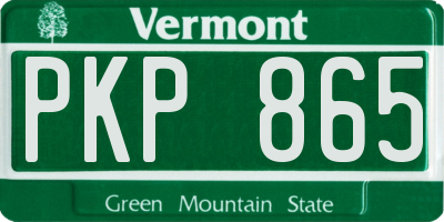 VT license plate PKP865