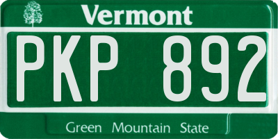 VT license plate PKP892