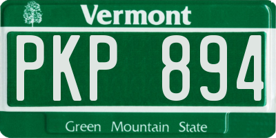 VT license plate PKP894