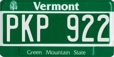 VT license plate PKP922