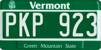 VT license plate PKP923