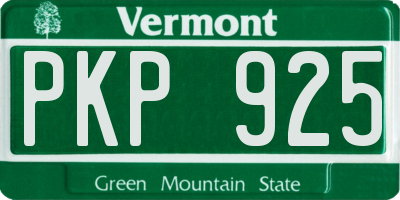 VT license plate PKP925