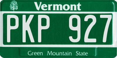 VT license plate PKP927