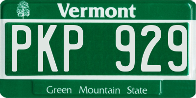 VT license plate PKP929
