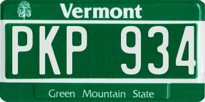 VT license plate PKP934