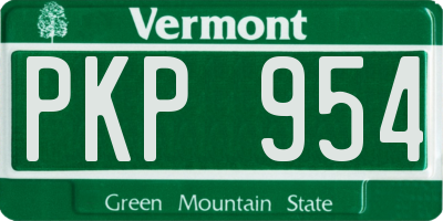 VT license plate PKP954