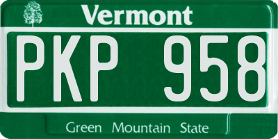 VT license plate PKP958