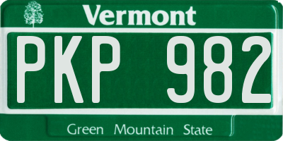 VT license plate PKP982