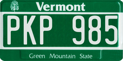 VT license plate PKP985