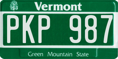 VT license plate PKP987