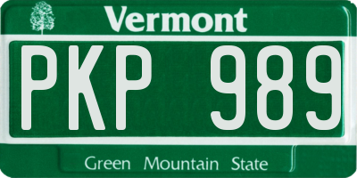 VT license plate PKP989