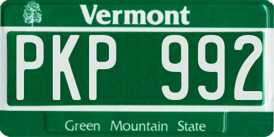 VT license plate PKP992
