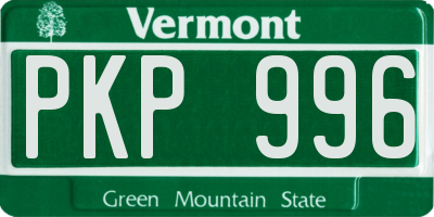 VT license plate PKP996