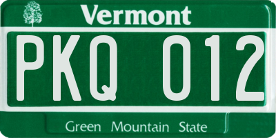 VT license plate PKQ012