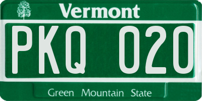 VT license plate PKQ020