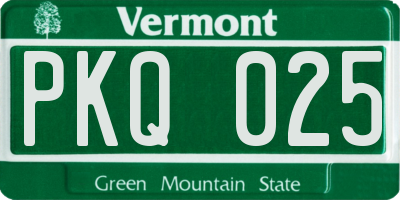 VT license plate PKQ025