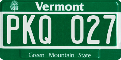 VT license plate PKQ027