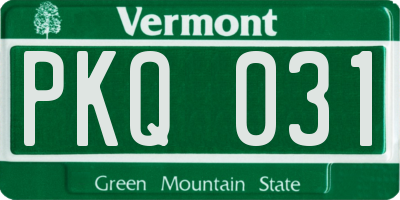 VT license plate PKQ031
