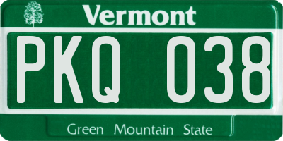VT license plate PKQ038