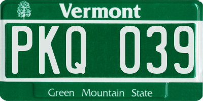VT license plate PKQ039