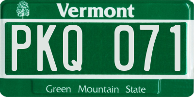 VT license plate PKQ071