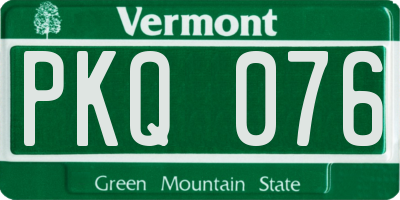 VT license plate PKQ076