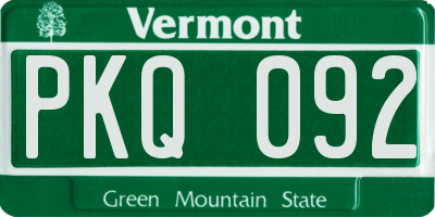 VT license plate PKQ092