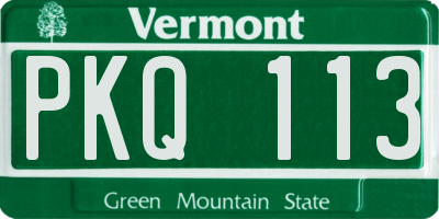VT license plate PKQ113