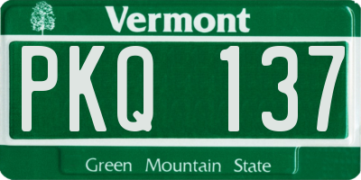 VT license plate PKQ137