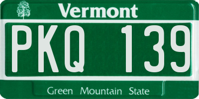 VT license plate PKQ139