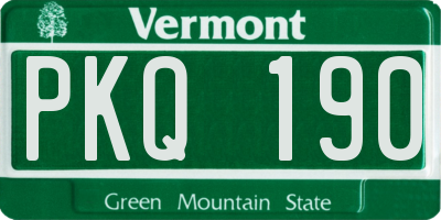 VT license plate PKQ190