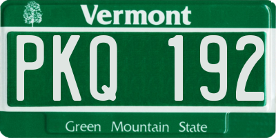 VT license plate PKQ192