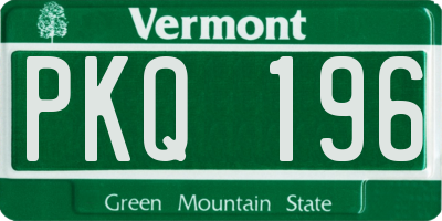 VT license plate PKQ196