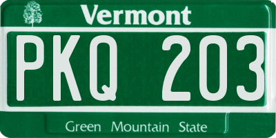 VT license plate PKQ203